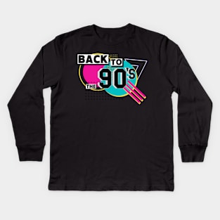 back to the 90's geometric dot shapes - 80s and 90s vintage classic retro Kids Long Sleeve T-Shirt